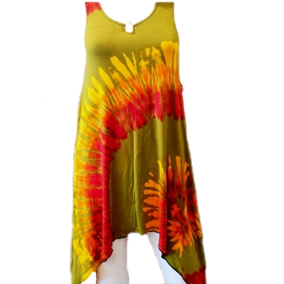 TIE DYE Asym. Top/ Dress Swim CU-*5 Colors Avail*OS NEW - Picture 3 of 6
